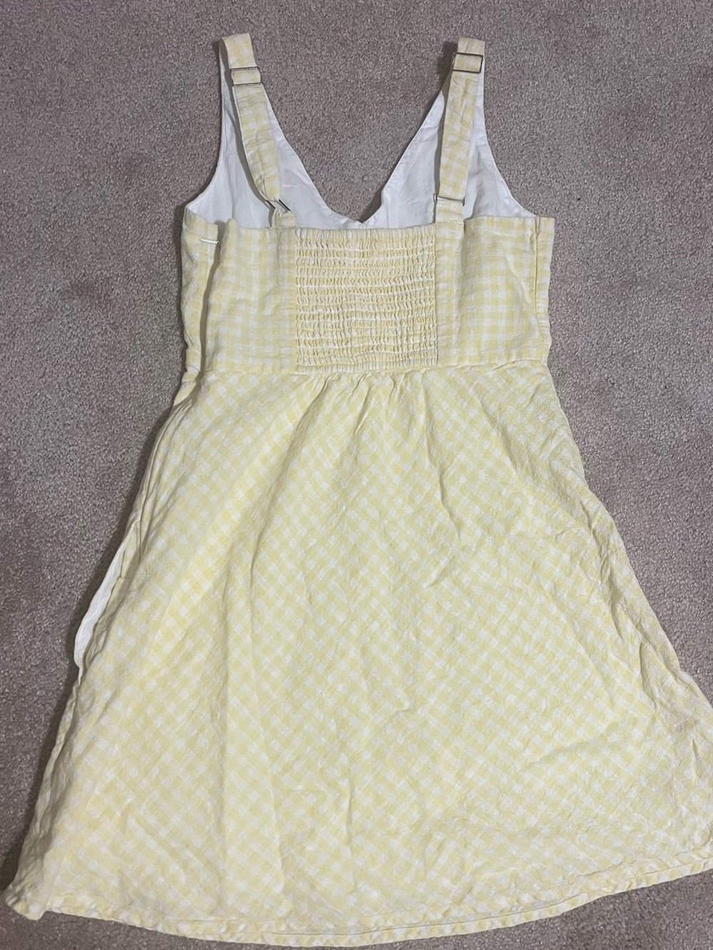 Abercrombie Linen Blend Yellow Gingham Mini Dress, Size Small, EUC - Picture 5 of 14
